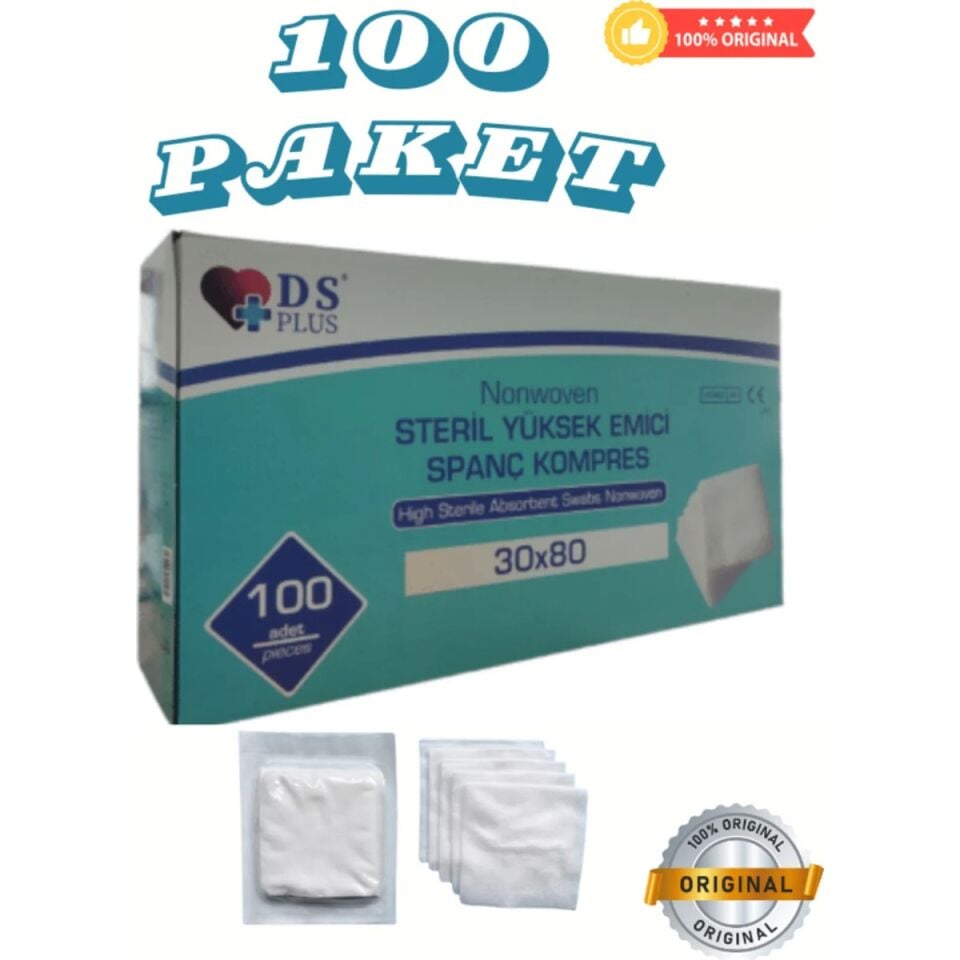 Steril Nonwoven Kompres Yüksek Emici 30X80CM (2 Adet 30X40) (100 Lü Kutu Fiyatıdır )