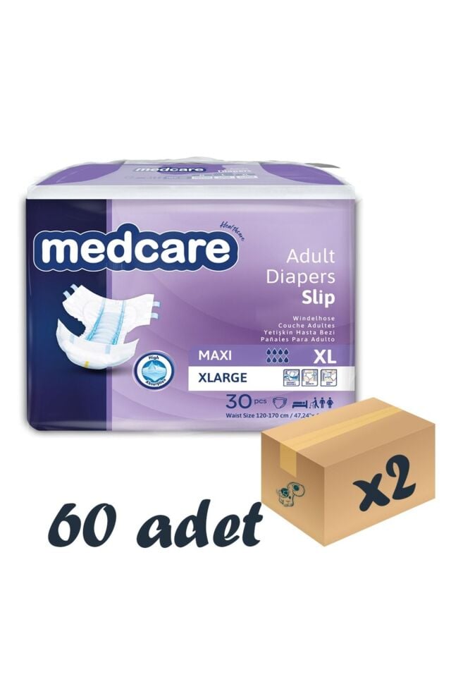 Medcare Maxi Bel Bantlı Hasta Bezi 8 Damla XLarge En Büyük Boy XL Beden 30'lu 2 Paket 60 Adet