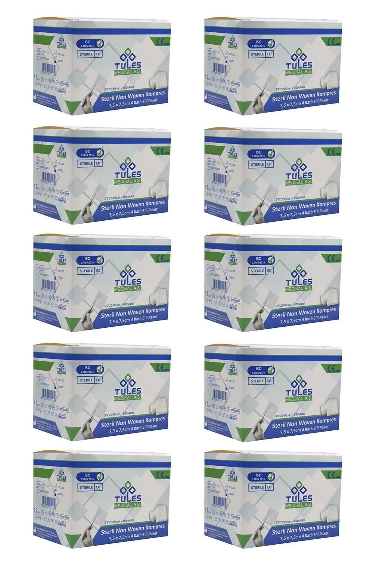 Tules Non-woven Steril Gazlı Bez Gaz Kompres 7,5x7,5cm 1000 Adet