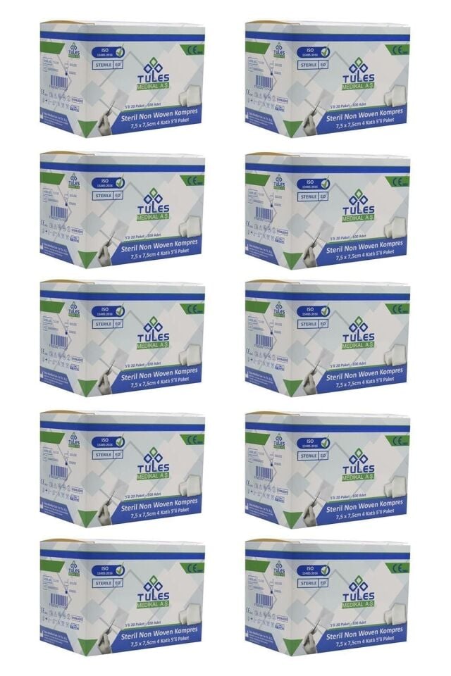 Tules Non-woven Steril Gazlı Bez Gaz Kompres 7,5x7,5cm 1000 Adet