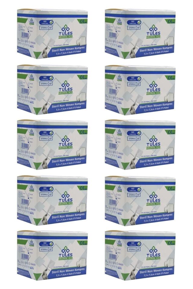Tules Non-woven Steril Gazlı Bez Gaz Kompres 7,5x7,5cm 1000 Adet