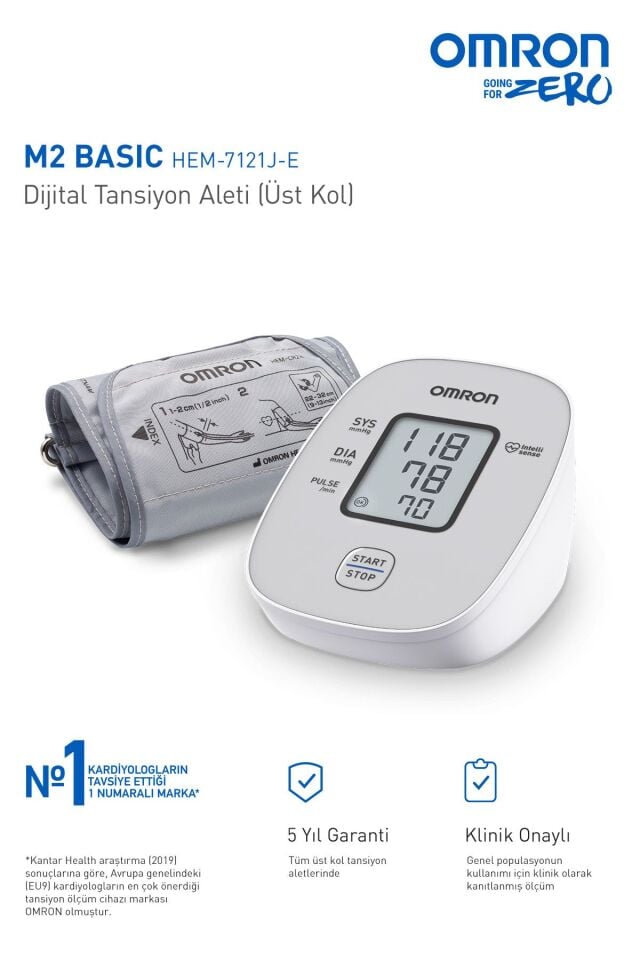 Omron M2 Basic HEM-7121J-E Koldan Ölçer Tansiyon Aleti