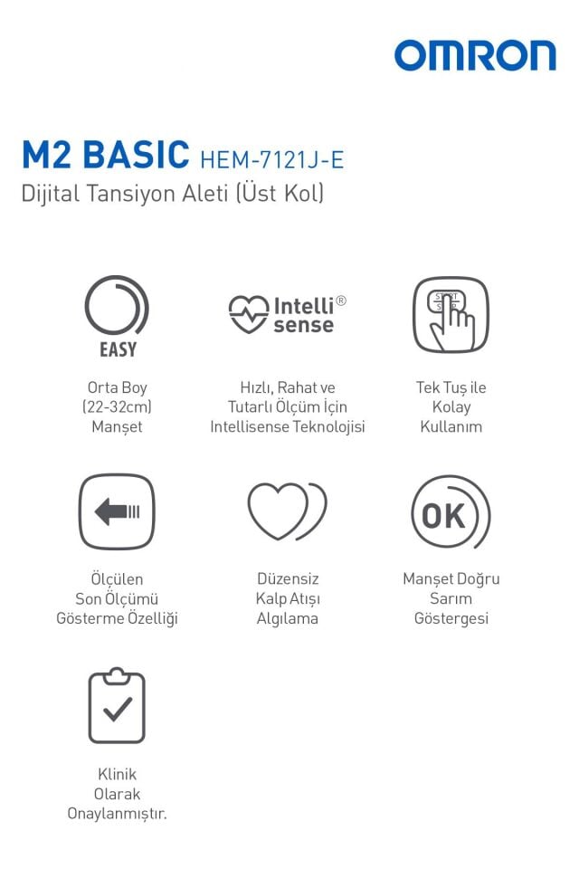 Omron M2 Basic HEM-7121J-E Koldan Ölçer Tansiyon Aleti