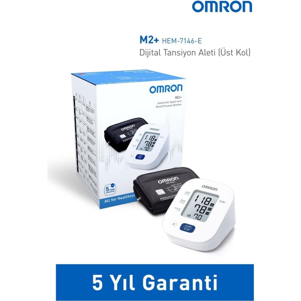 Omron M2+ 30 Ölçüm Hafızalı Geniş Manşetli Üst Koldan Ölçer Dijital Tansiyon Aleti HEM-7146-E