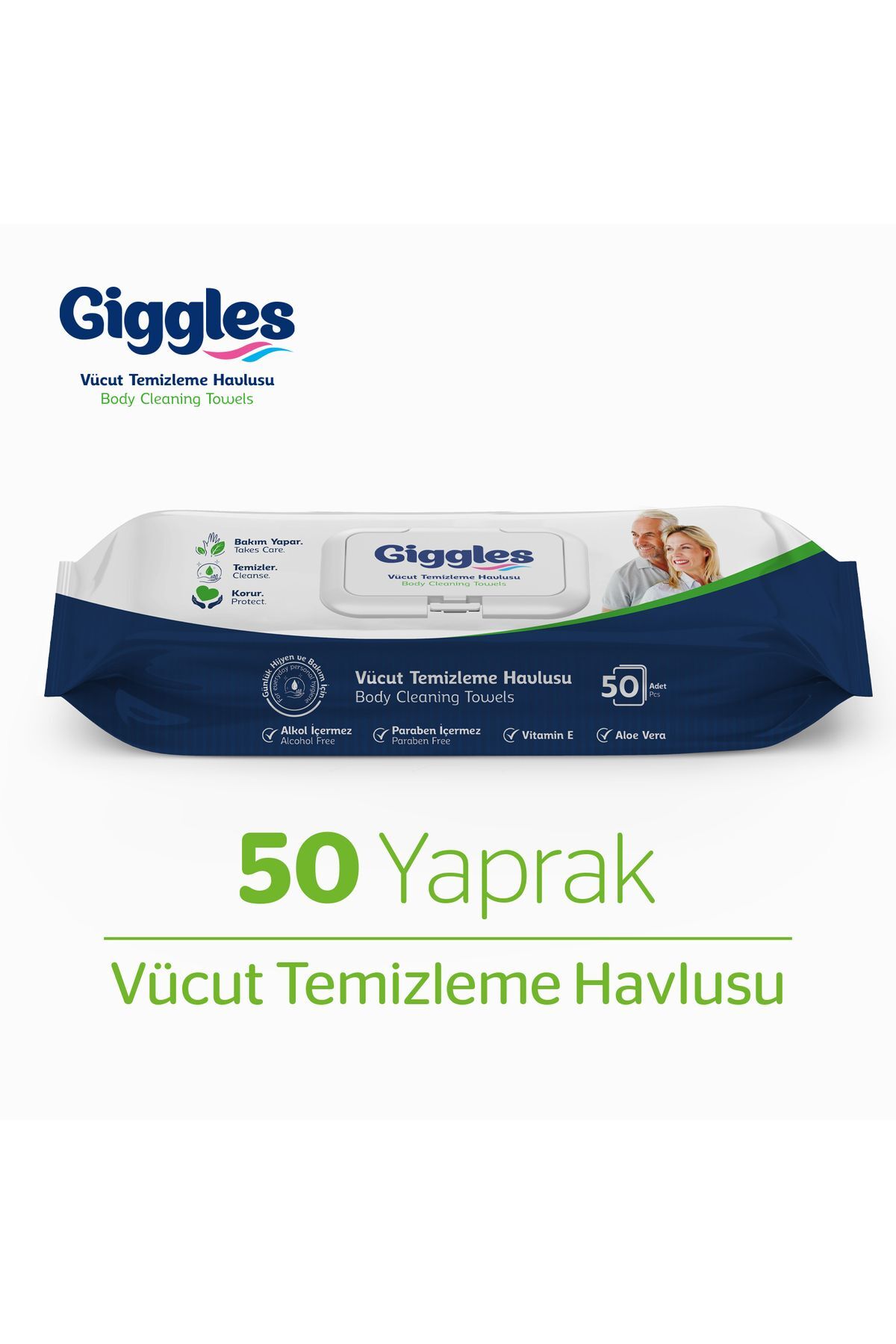 Giggles Vücut Temizleme Havlusu Tekli Paket 50 Adet Havlu