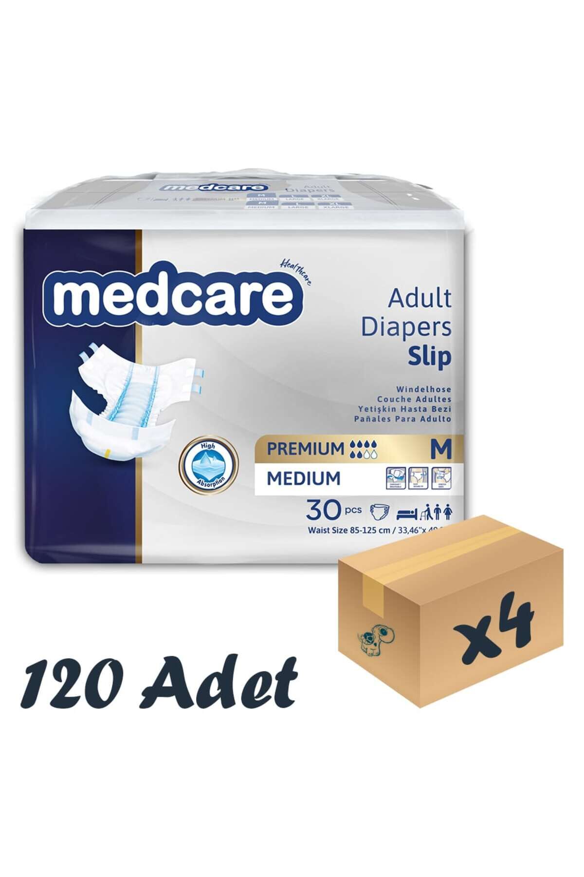 Medcare Premium Bel Bantlı Hasta Bezi 6 Damla Medium Orta Boy M Beden 30'lu 4 Paket 120 Adet