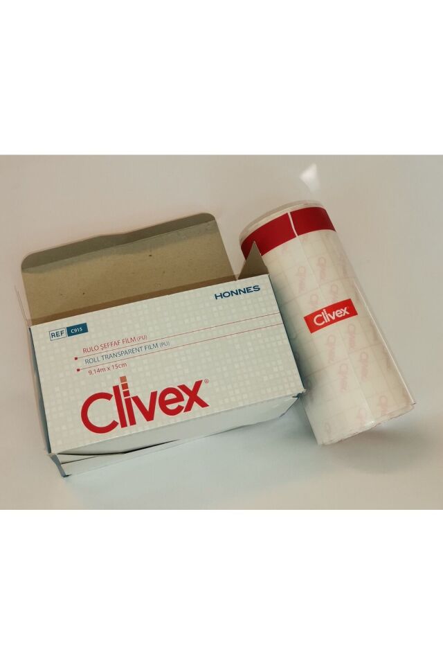 ClivexŞeffaf Film (9,14X15) Şeffaf Su Geçirmez Rulo Yara Bandı(Banyo Bandı)