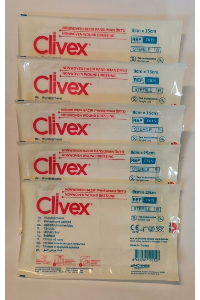 Clivex 9x15 cm Steril Hazır Pansuman Yara Örtüsü 25 Adet