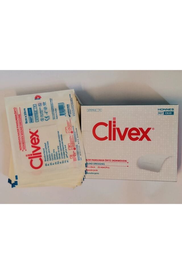 Clivex 9x10 cm Steril Hazır Pansuman Yara Örtüsü 10 Adet Non-woven
