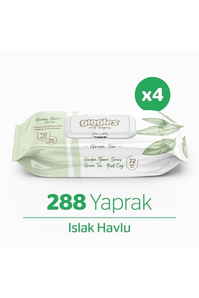 Giggles Yeşilçay kokulu Islak Mendil - Islak Havlu 288 Mendil