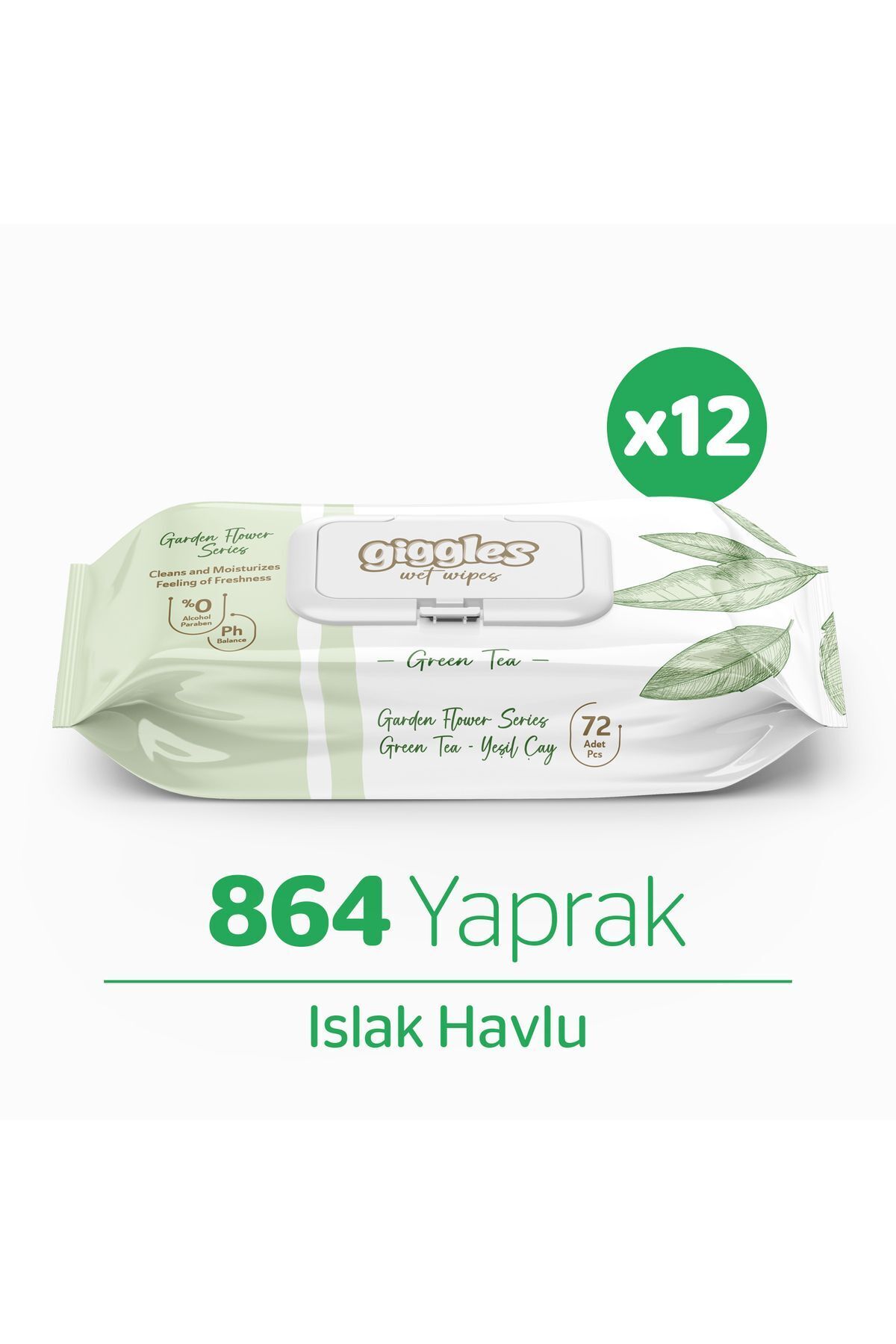 Giggles Yeşilçay Kokulu Islak Mendil - Islak Havlu 864 Mendil