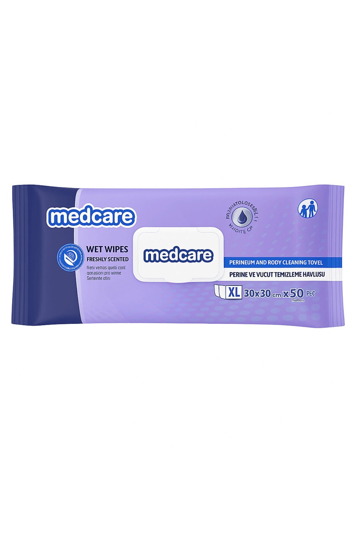 Medcare Perine ve Vücut Temizleme Havlusu – XL Boy (30×30 cm) 50’li Paket