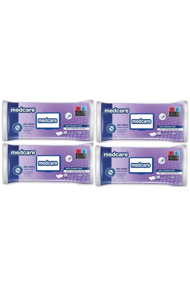 Medcare XLarge Boy Vücut ve Perine Temizleme Havlusu 30cm*30cm Ekstra Kalın 50 lik 4 Paket