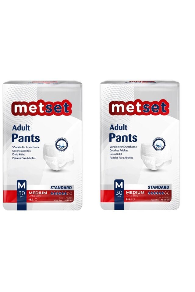 Metset Emici Külot Medium Orta Boy 30 Luk 2 Paket 60 Adet