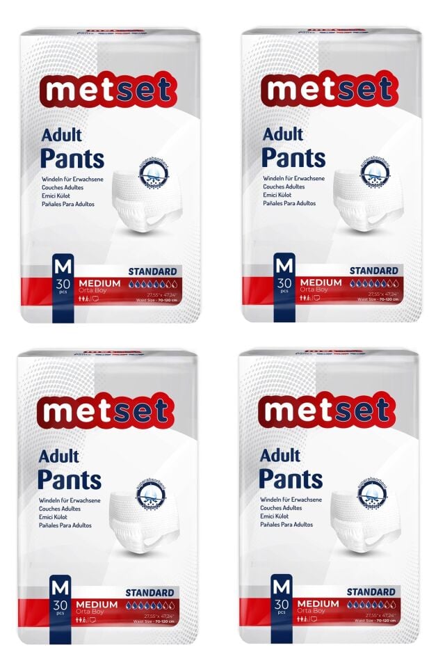 Metset Emici Külot Medium Orta Boy 30 Luk 4 Paket 120 Adet