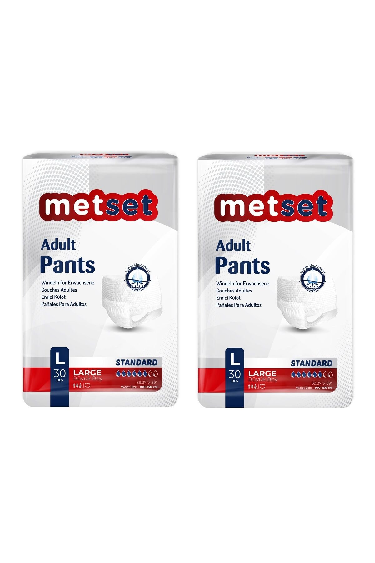 Metset Emici Külot Large Büyük Boy 30 Luk 2 Paket 60 Adet
