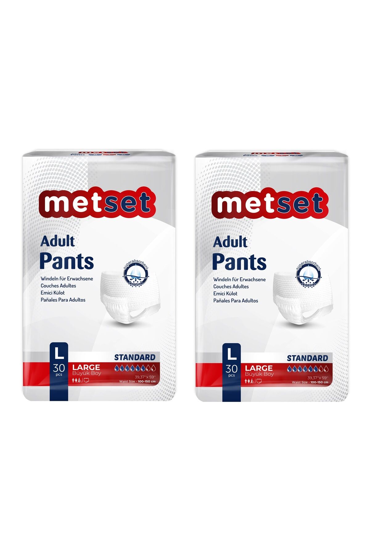 Metset Emici Külot Large Büyük Boy 30 Luk 2 Paket 60 Adet