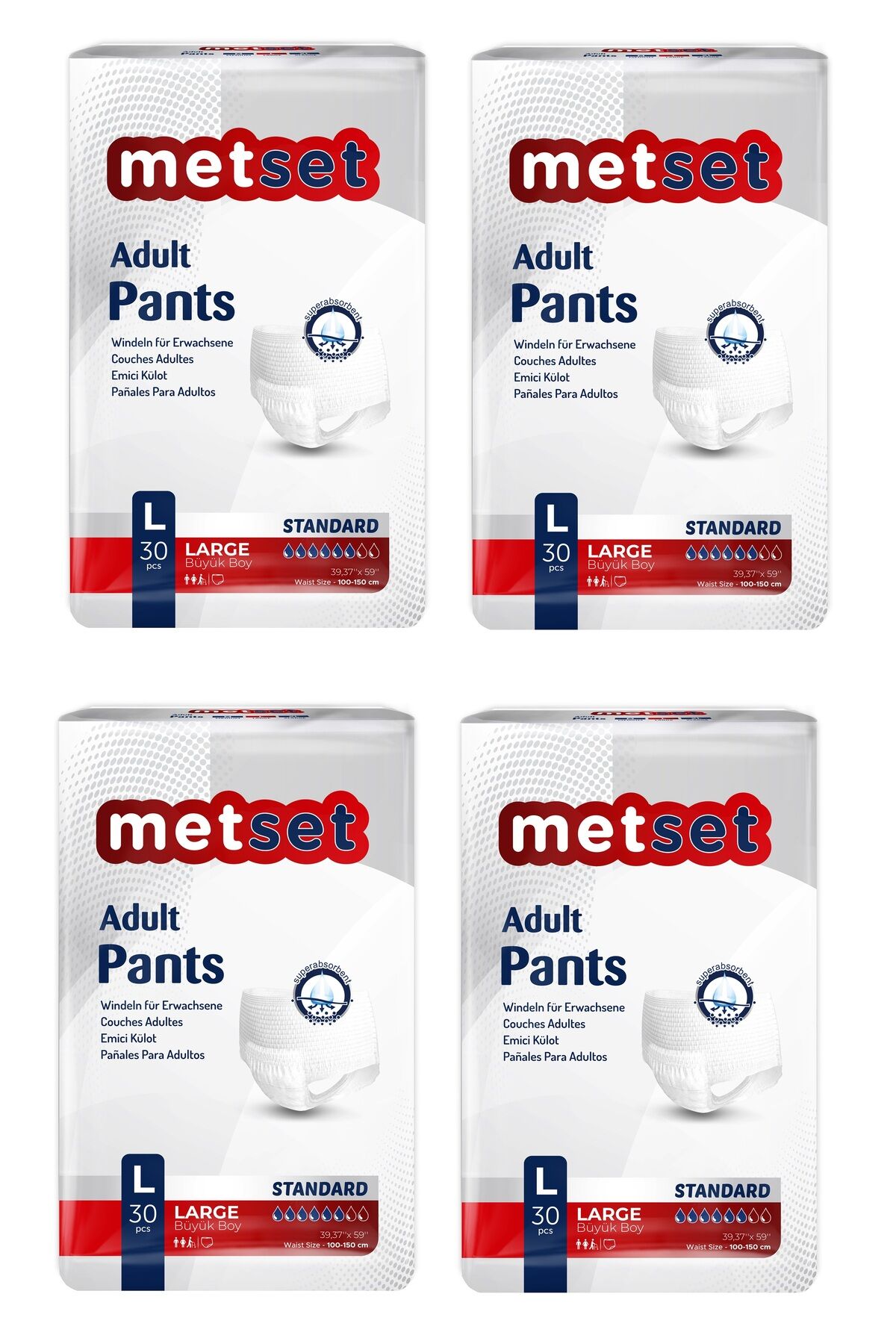 Metset Emici Külot Large Büyük Boy 30 Luk 4 Paket 120 Adet