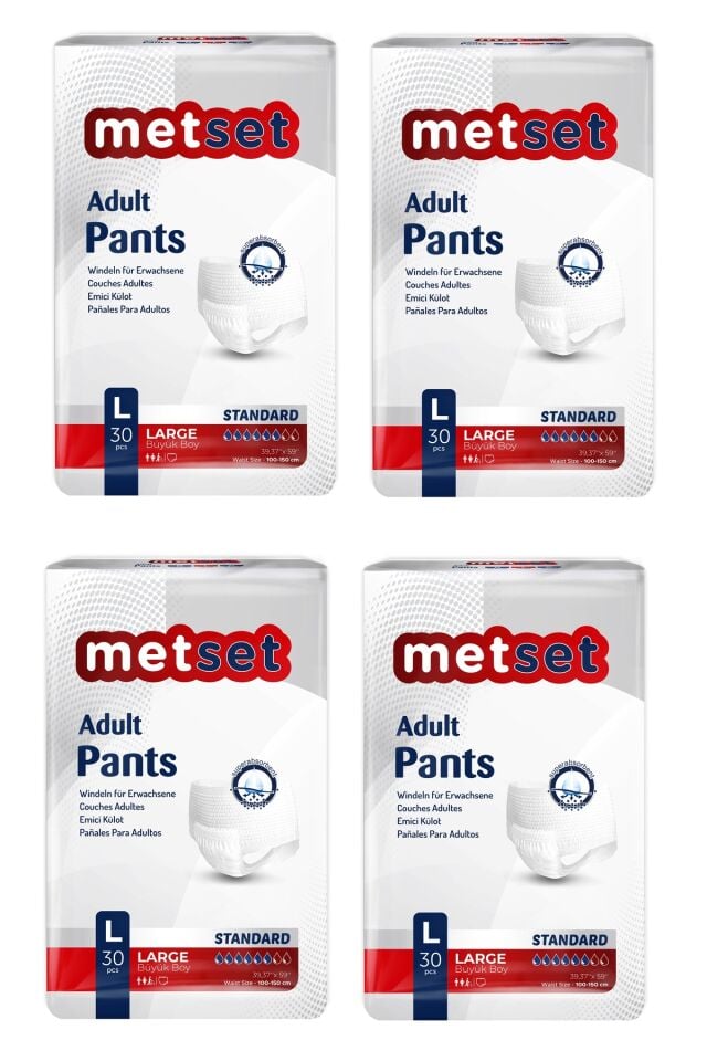 Metset Emici Külot Large Büyük Boy 30 Luk 4 Paket 120 Adet