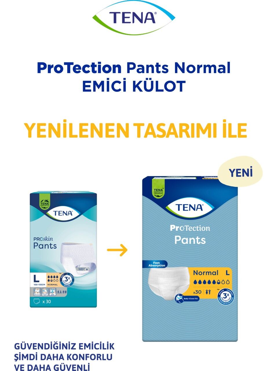 Tena Proskin Pants Normal Emici Külot Büyük Boy L 30'lu 2 Adet Hasta Bezi