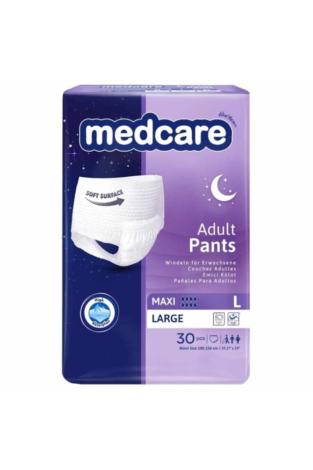 Medcare Maxi Emici Külot Yetişkin Hasta Bezi Large L Beden 8 Damla 30'lu 3 Paket 90 Adet