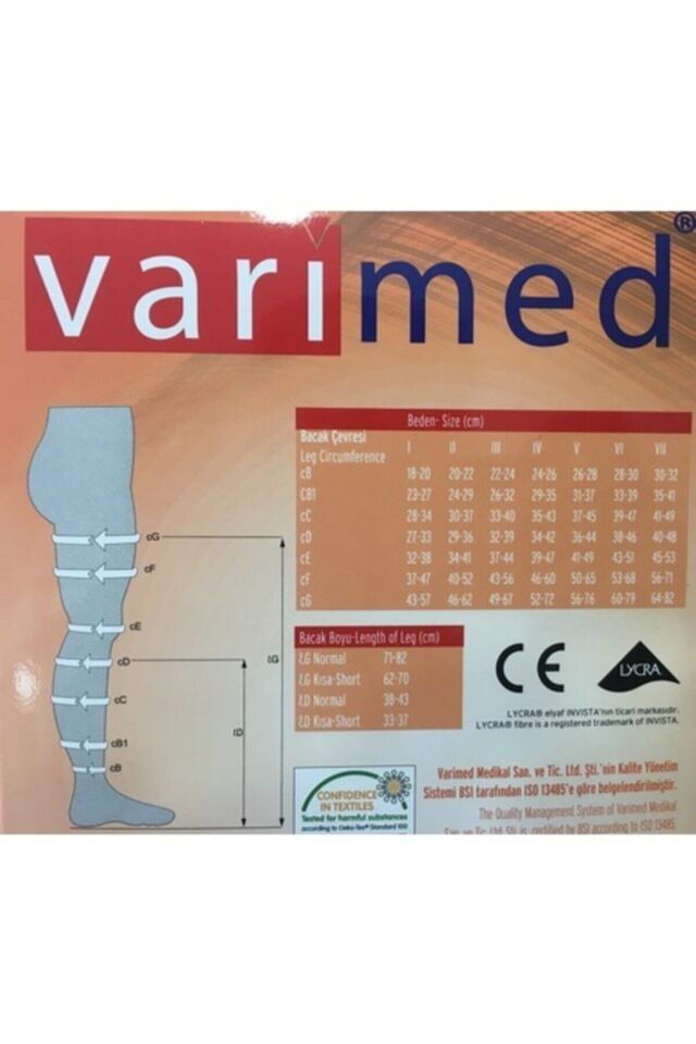 Varimed 7230 Diz Üstü Varis Çorabı Açık Burun Varis Çorabı Bej No:6