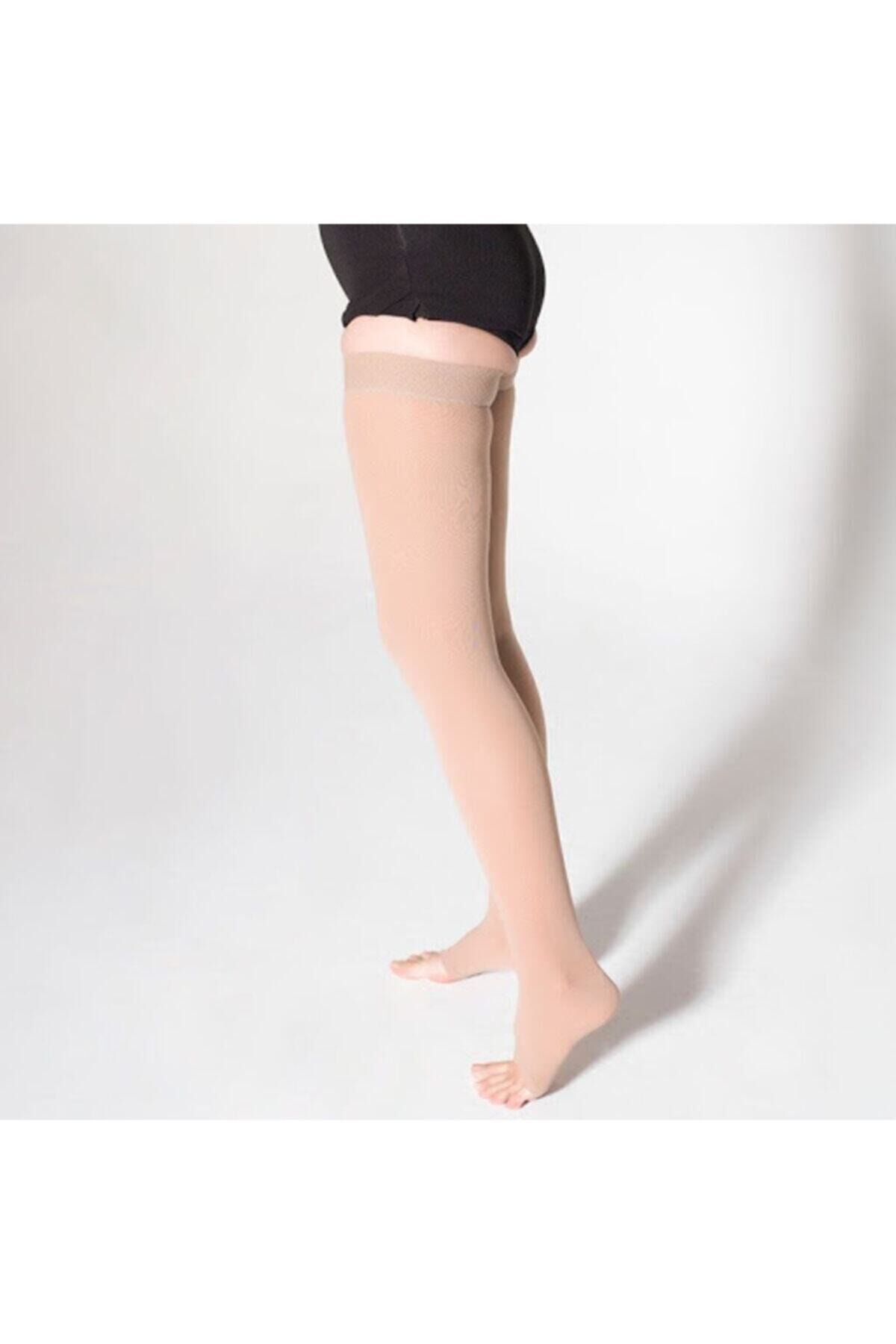 Varimed 7230 Diz Üstü Varis Çorabı Açık Burun Varis Çorabı Bej No:7