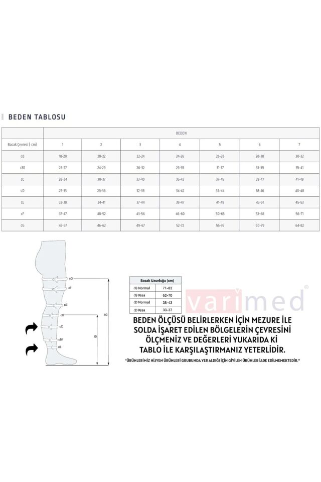 VARİMED 7211 DİZALTI VARİS ÇORABI KAPALI BURUN SİYAH 1
