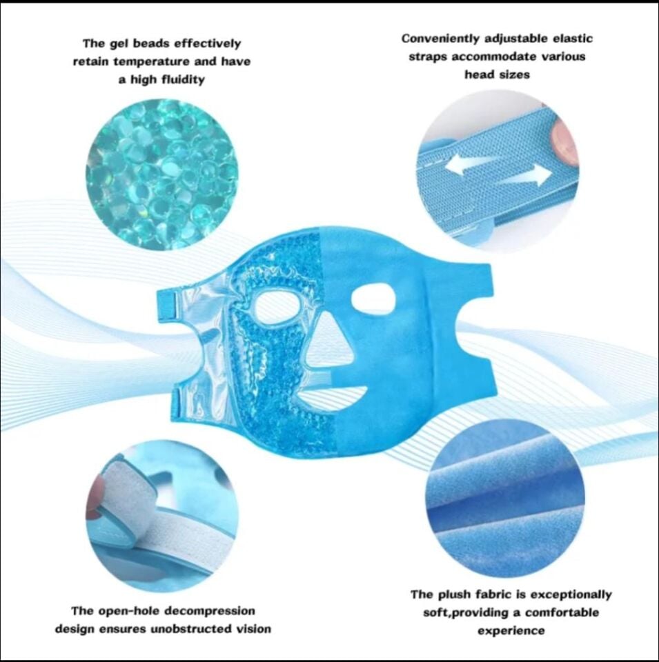 Buz Jel Toplar Termojel Yüz Maskesi, Soğuk ve Sıcak Terapi Yüz Maskesi