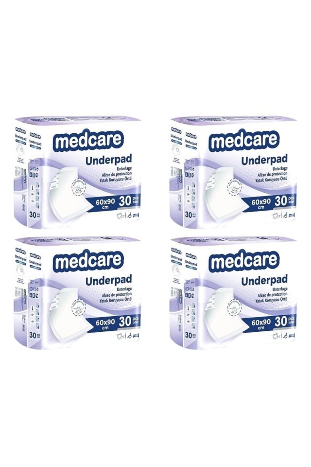 Medcare Yatak Koruyucu Örtü 60cm X 90cm 4 Paket 120 Adet Hasta Alt Pedi / Kedi Köpek Çiş Pedi