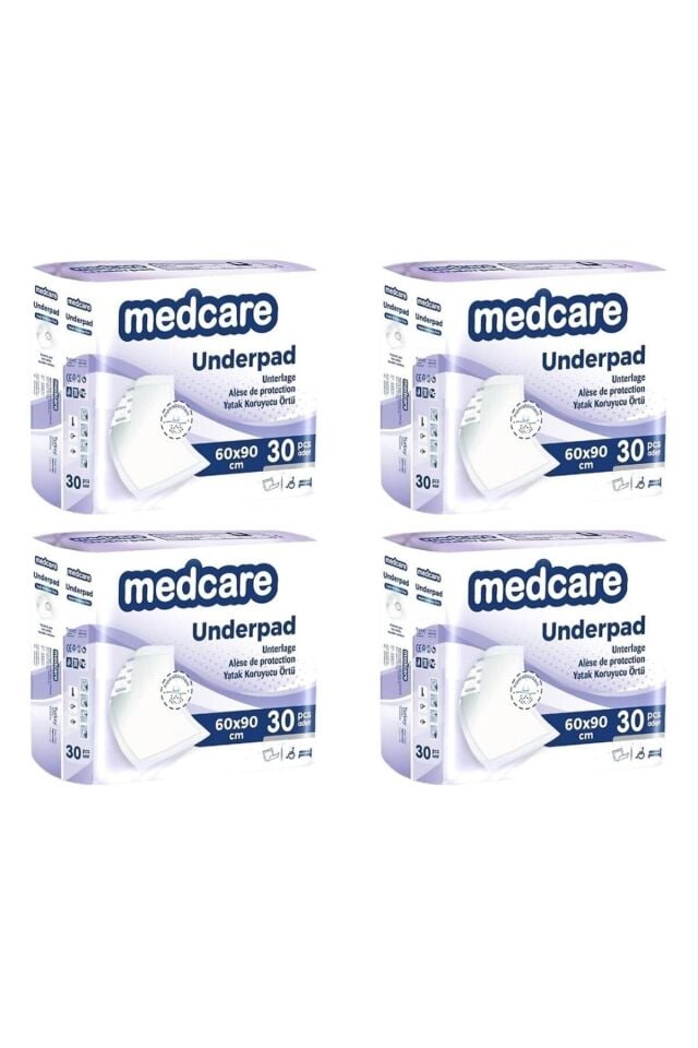 Medcare Yatak Koruyucu Örtü 60cm X 90cm 4 Paket 120 Adet Hasta Alt Pedi / Kedi Köpek Çiş Pedi