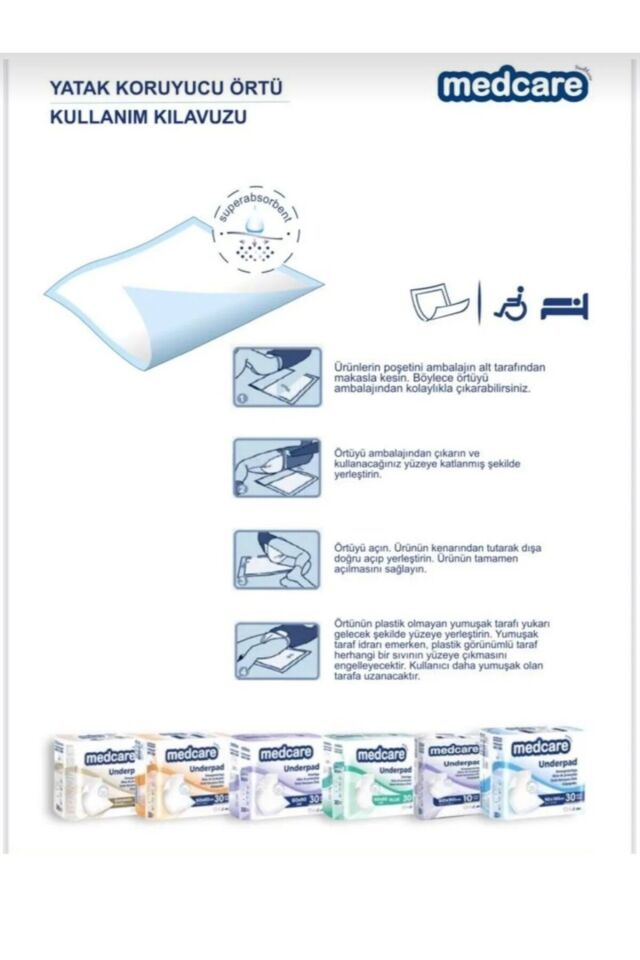 Medcare Yatak koruyucu bez hasta altı bezi kedi köpek çiş pedi