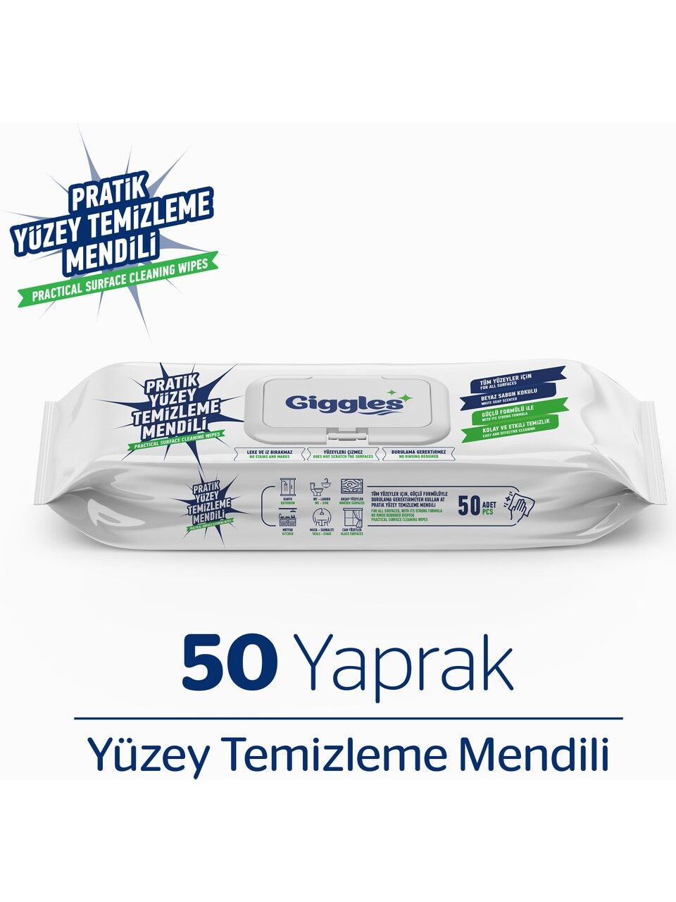 Giggles Pratik Yüzey Temizleme Havlusu 50'li