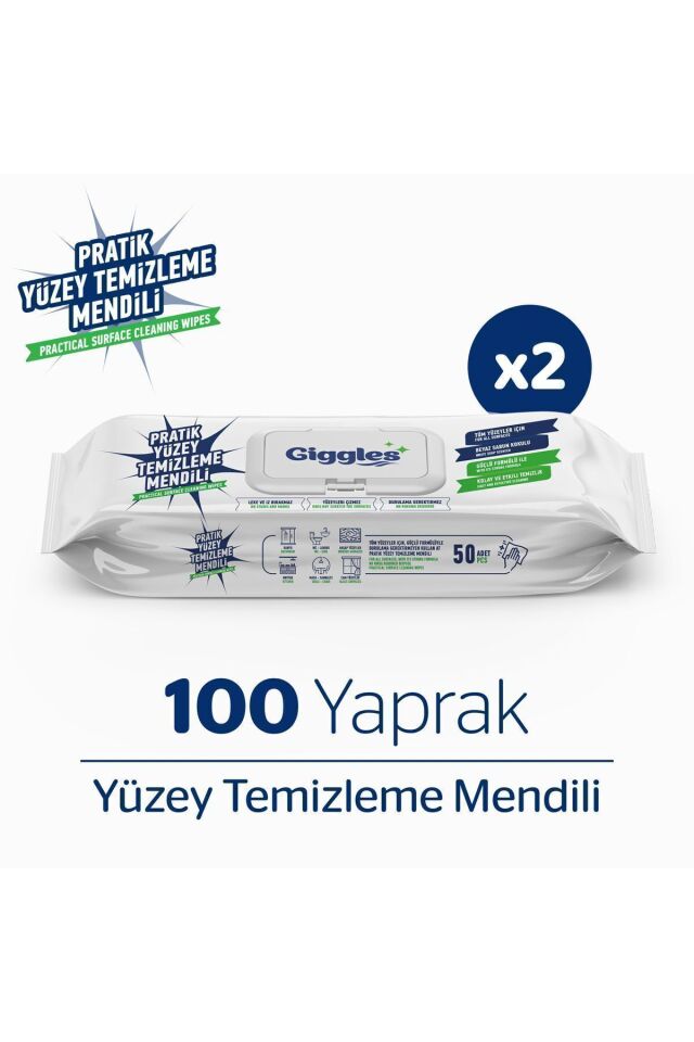 Pratik Yüzey Temizleme Havlusu 50'li 2 Paket 100 Havlu