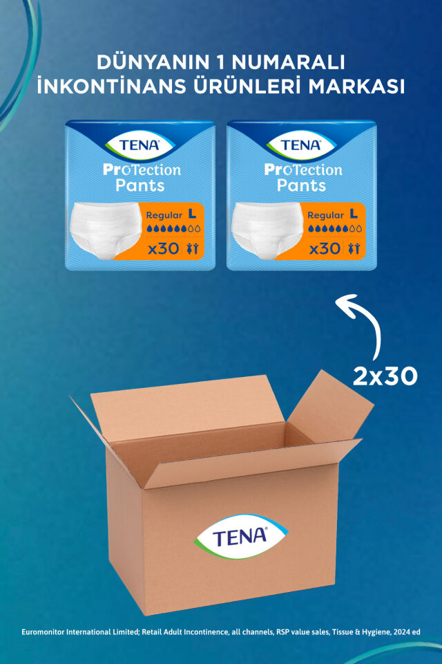 Tena ProTection Pants Regular Emici Külot 6 Damla L 30'lu 2 Paket (60 Adet)