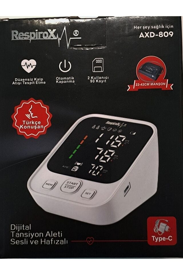 Respirox AXD-809 Türkçe Konuşan Dijital Tansiyon Aleti