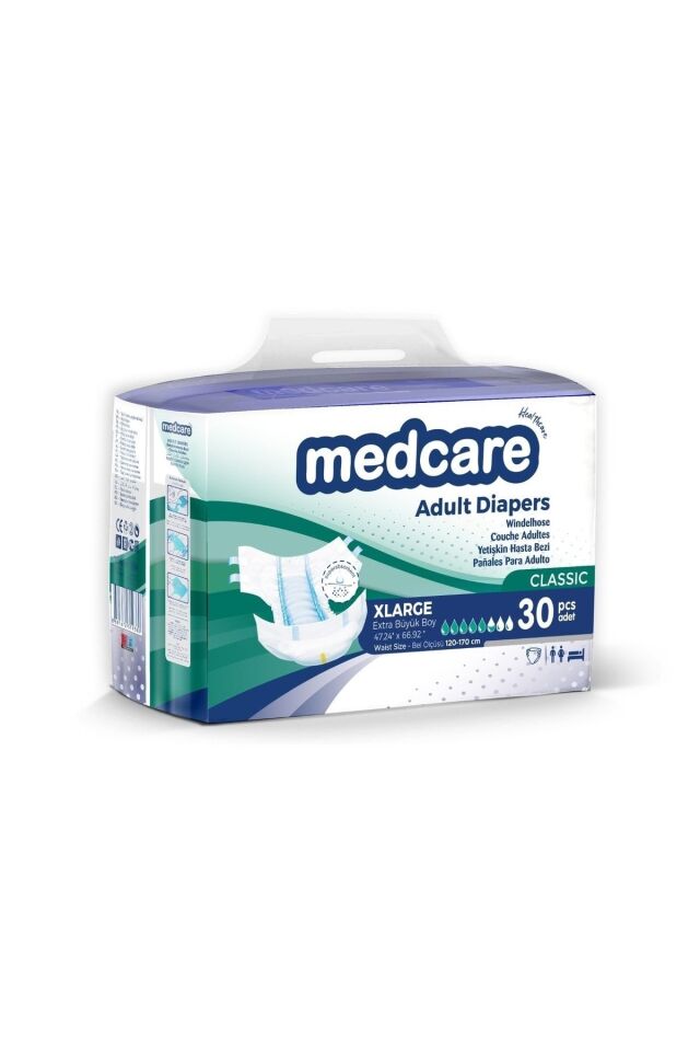 Medcare Yetişkin Hasta Bezi XLarge Classic (Ekstra Büyük Boy) 30 Adet