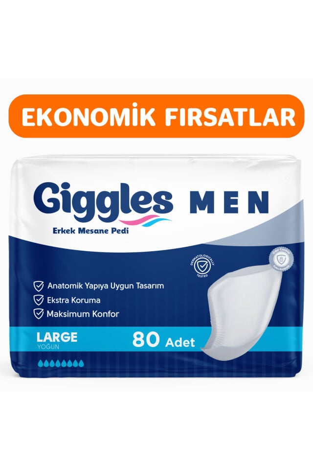 Giggles Yetişkin Erkek Mesane Pedi - L Beden - 4 Paket 80 Adet