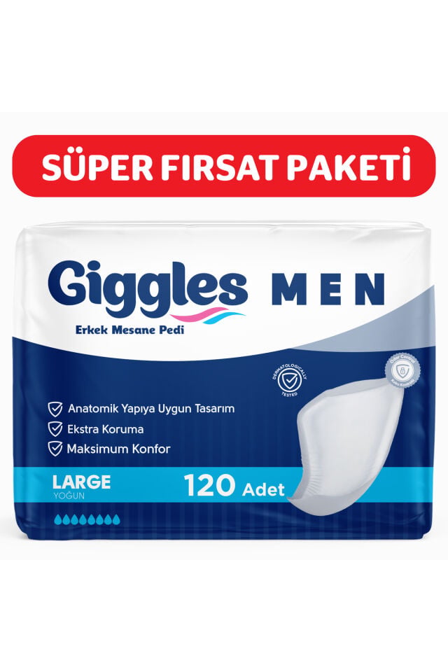 Giggles Yetişkin Erkek Mesane Pedi - L Beden - 6 Paket 120 Adet