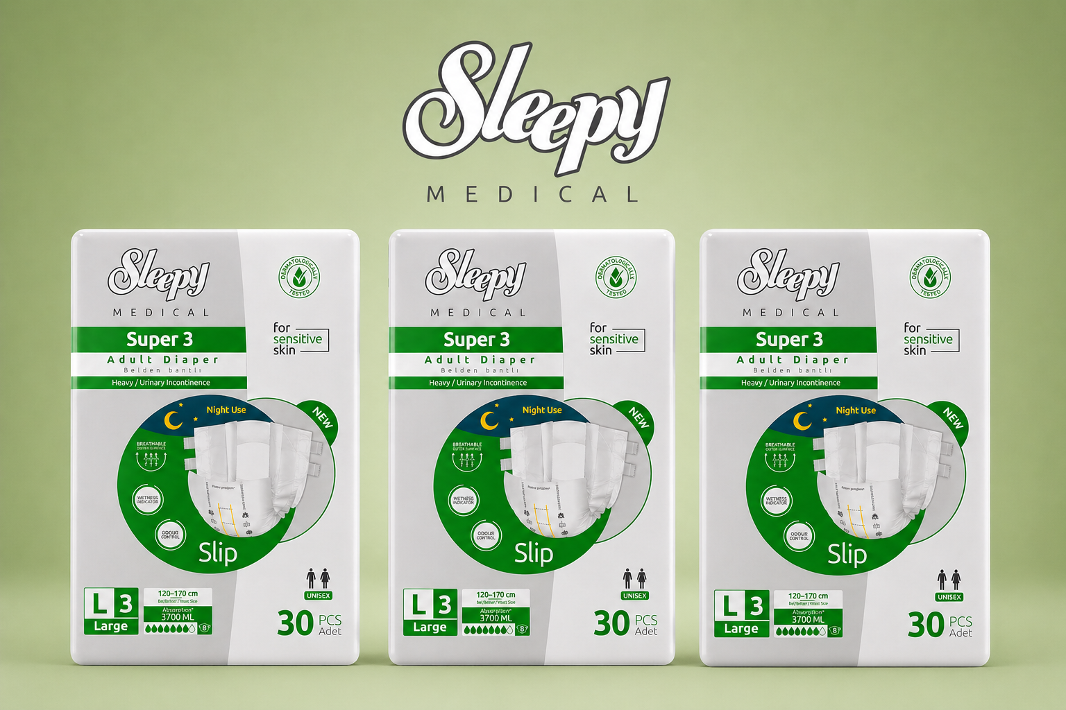 Sleepy Süper3 Belbantlı Hasta Bezi L Beden 3 Paket 90 Adet