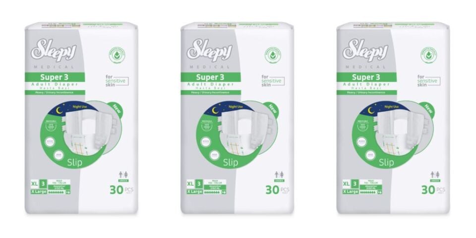 Sleepy Süper3 Belbantlı Hasta Bezi XL Beden 3 Paket 90 Adet