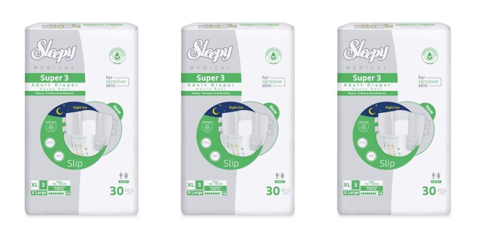 Sleepy Süper3 Belbantlı Hasta Bezi XL Beden 3 Paket 90 Adet