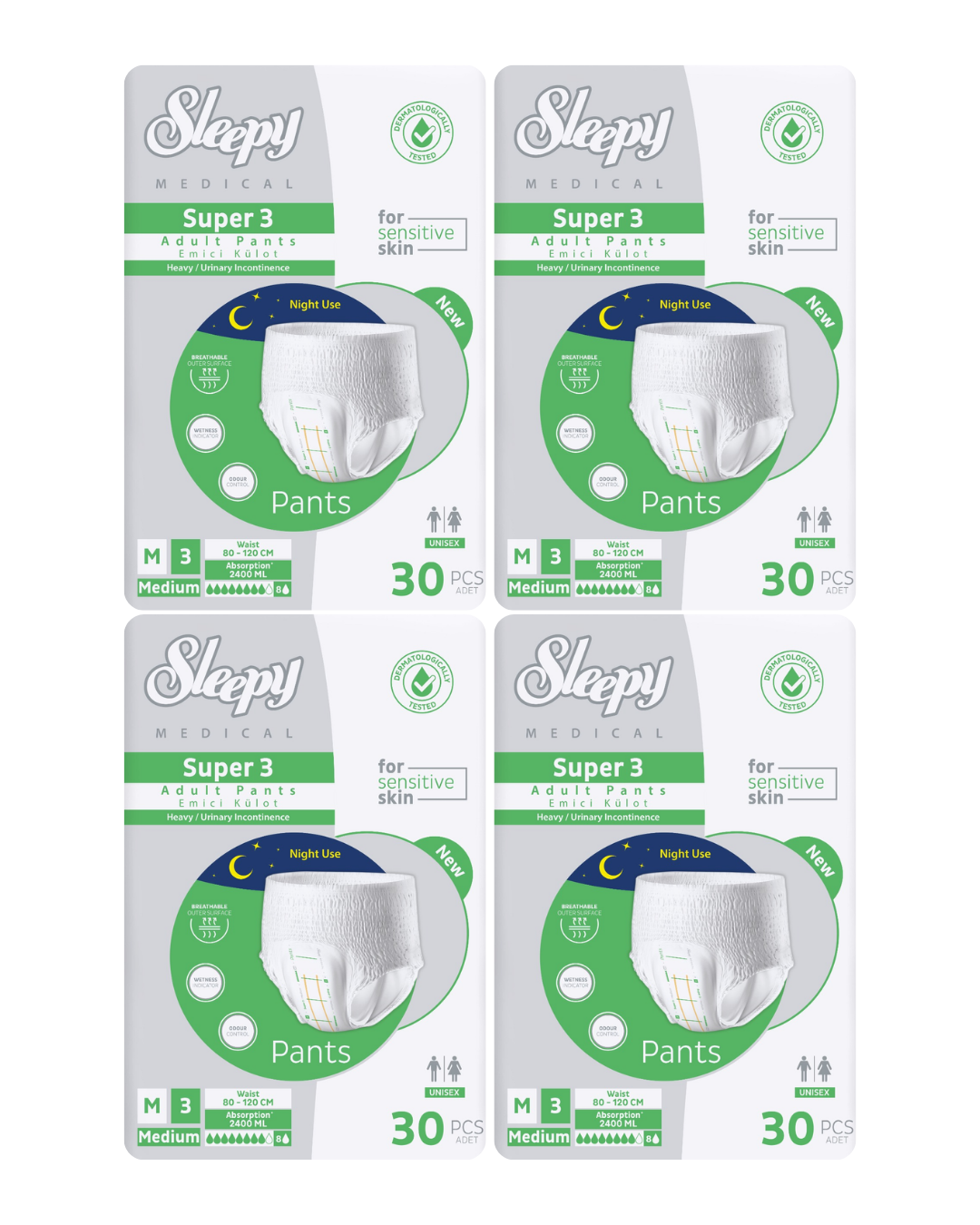 Sleepy Süper3 Emici Külot M Beden 4 Paket 120 Adet