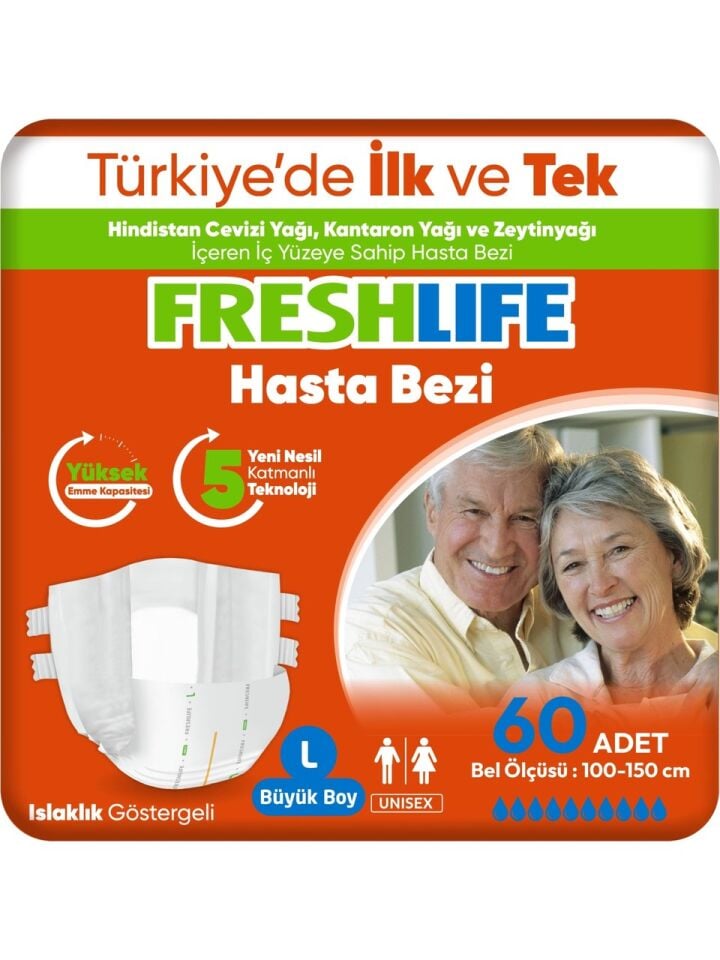 Freshlife Large Belbantlı Hasta Bezi  60 Adet