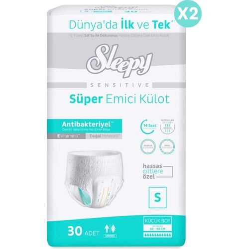 Sleepy Sensitive Antibakteriyel Emici Külot Small 30 - 2 Paket (60 Adet)