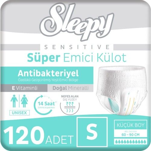 Sleepy Sensitive Antibakteriyel Emici Külot Small 30 - 4 Paket (120 Adet)