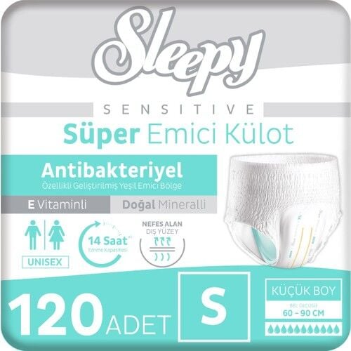 Sleepy Sensitive Antibakteriyel Emici Külot Small 30 - 4 Paket (120 Adet)