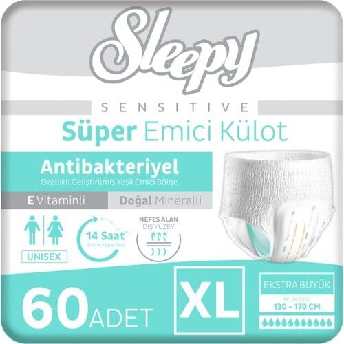Sleepy Sensitive Antibakteriyel Emici Külot XL 30 - 2 Paket (60 Adet)