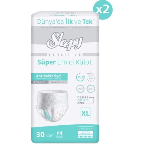 Sleepy Sensitive Antibakteriyel Emici Külot XL 30 - 2 Paket (60 Adet)