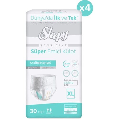 Sleepy Sensitive Antibakteriyel Emici Külot XL 30 - 4 Paket (120 Adet)